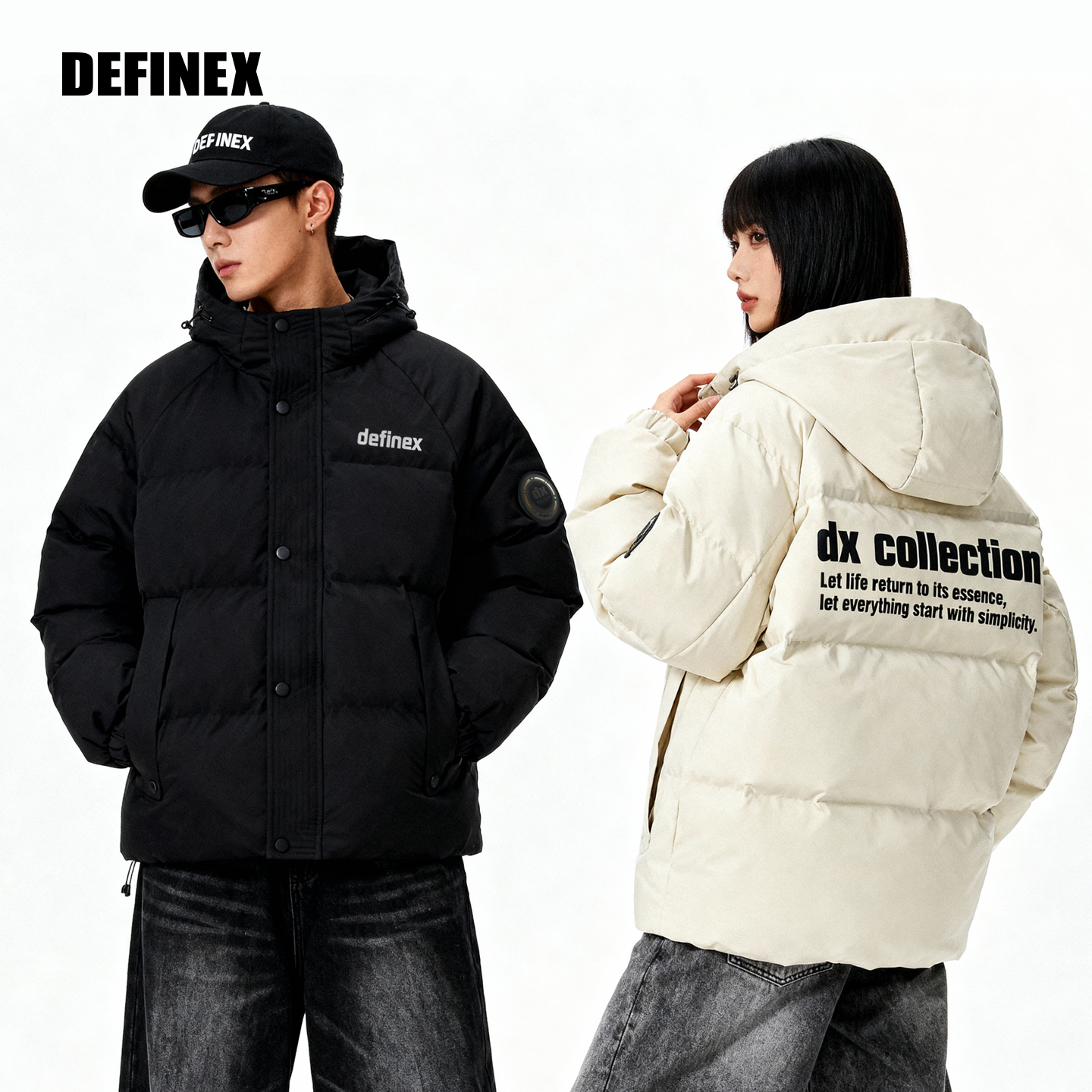 美式街头潮流字母工装羽绒服