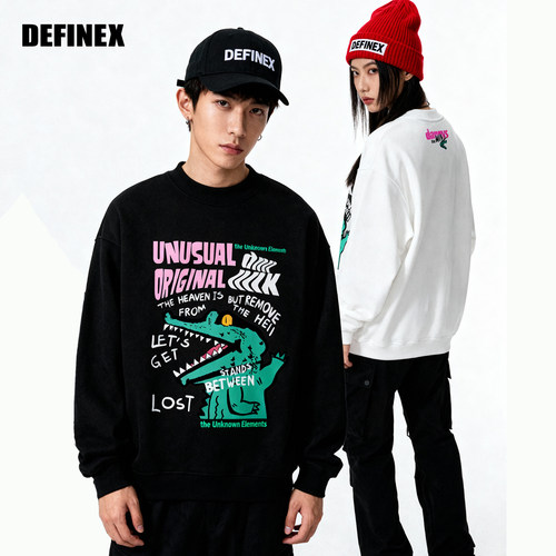 DNNNNX涂鸦卡通鳄鱼图案卫衣