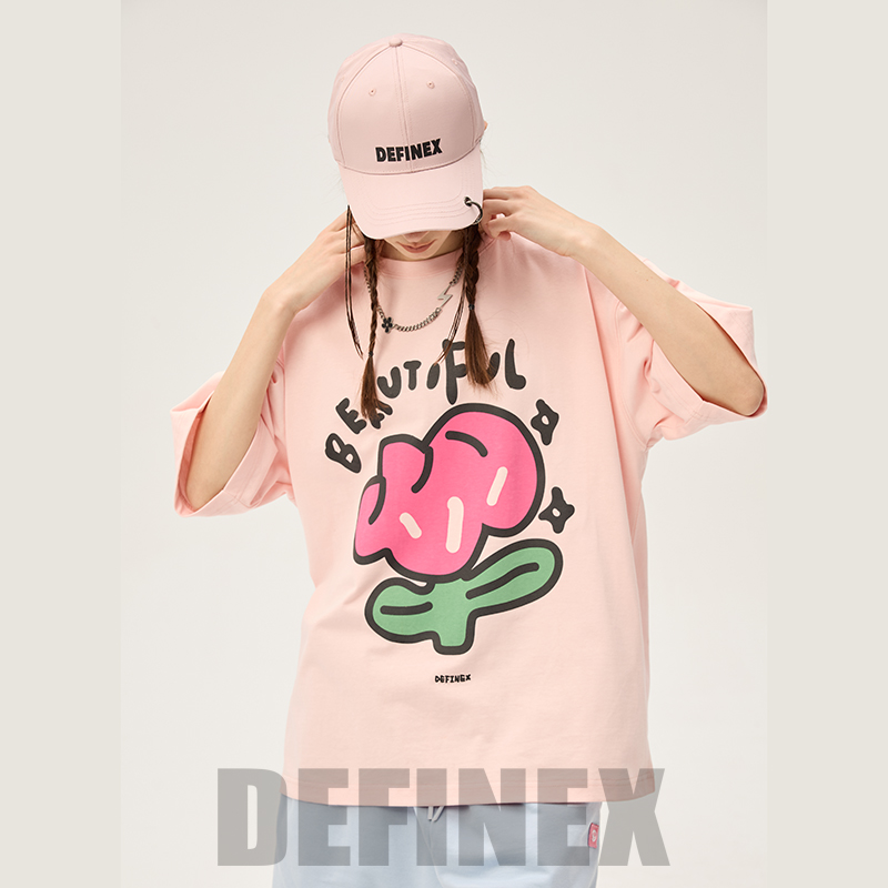 DEFINEX【商場同款】25夏美式休閑卡通漫畫花朵男女短袖T恤