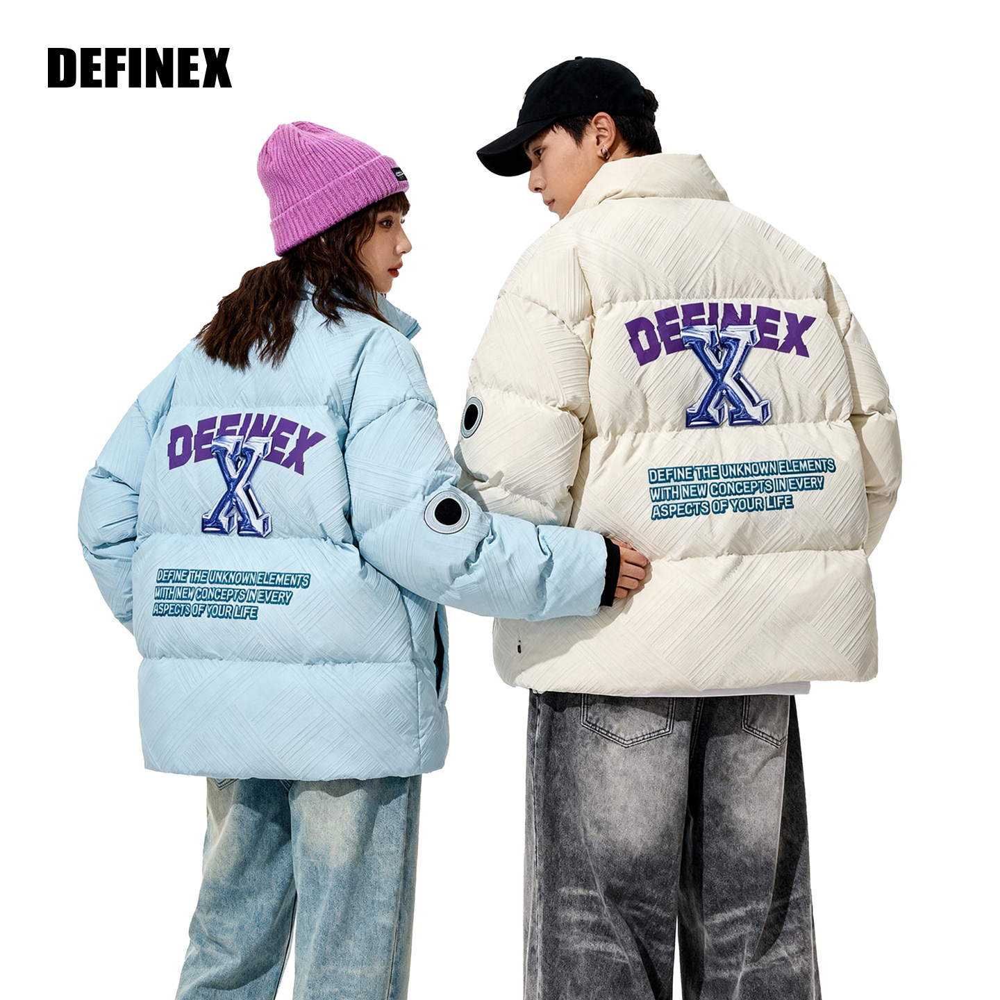 DEFINEX25复古提花情侣立领棉服