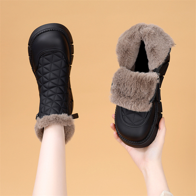 东北真皮雪地靴厚底低帮软底保暖