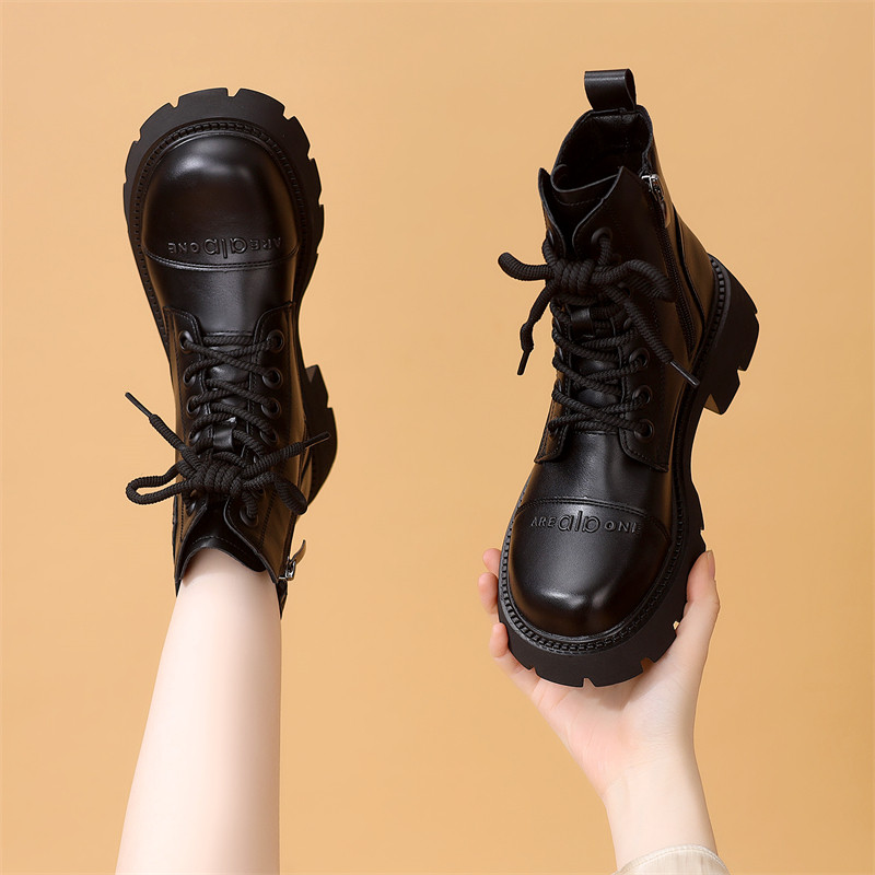 时尚百搭英伦风马丁靴女2025新款秋季简约学生防滑厚底短靴配裙子,女鞋,马丁靴,淘宝优惠券,粉丝福利购,淘宝优惠卷