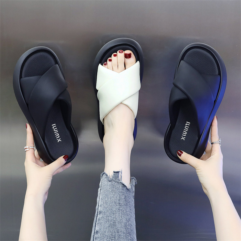 一字厚底网红拖鞋女夏季