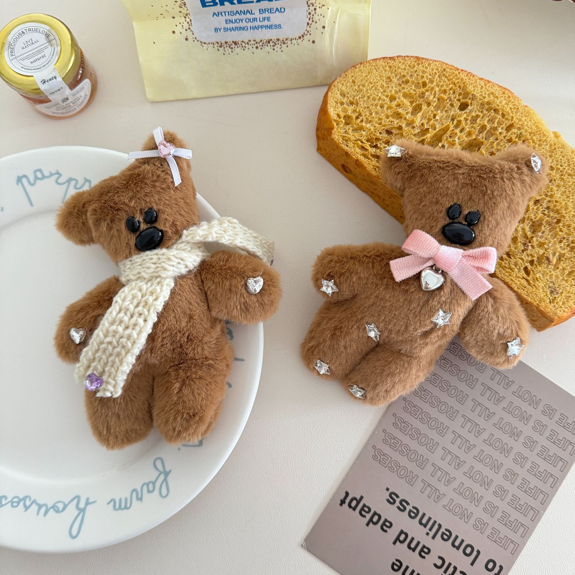 日本@达人推荐~憨豆先生小熊发夹可爱毛绒公仔刘海夹侧边掰掰夹bb