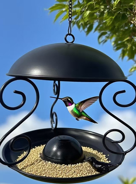 新品铁艺圆盖花芽喂鸟器户外通用蜂鸟喂食器庭院悬挂花园装饰景观