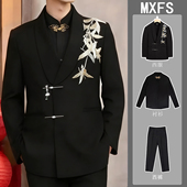 高端男装 2025新款 新郎婚礼服 国风唐装 新中式 结婚西服订婚西装 套装