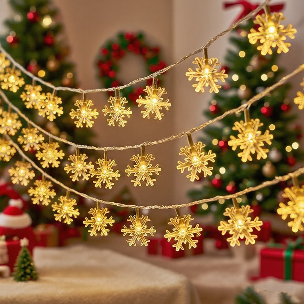 LED雪花灯串圣诞节装饰氛围灯