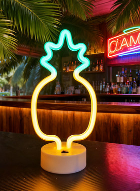 LED桌面菠萝灯造型灯摆件酒吧场景布置氛围灯少女心房间卧室装饰