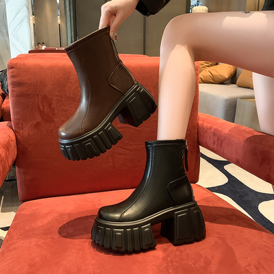 8cm厚底瘦瘦靴女加绒2024