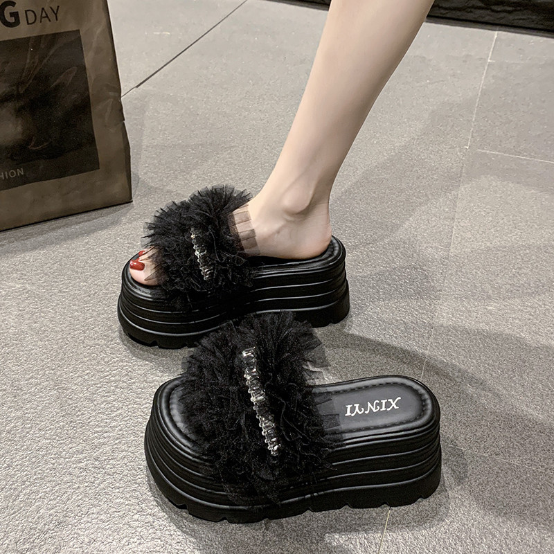 高级感绝美露趾水钻沙滩凉拖鞋女夏外穿2025新款厚底配裙子一字拖,女鞋,一字拖,淘宝优惠券,粉丝福利购,淘宝优惠卷