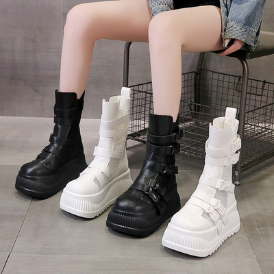 夏天靴子辣妹厚底短靴女2025