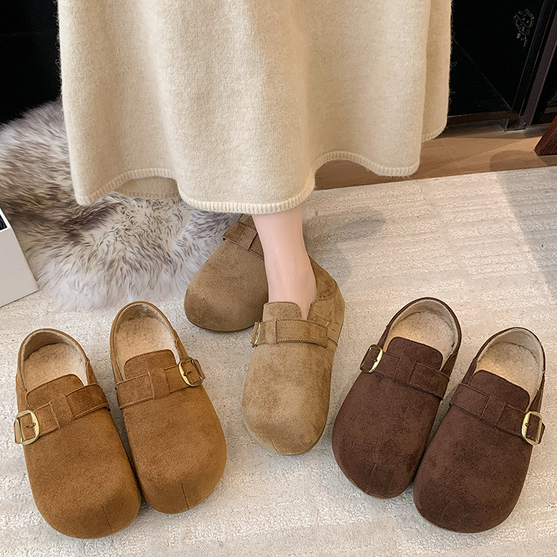 一脚蹬丑萌全包真皮博肯鞋