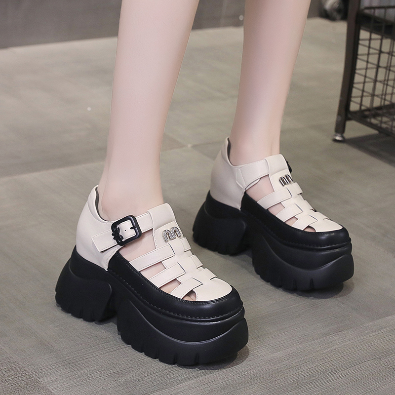 猪笼鞋编织运动内增高女鞋