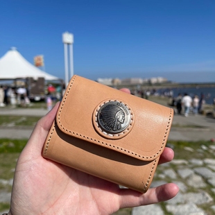 官方代理日本REDMOON红月THW03手工牛皮男女短款迷你财布钱包卡包