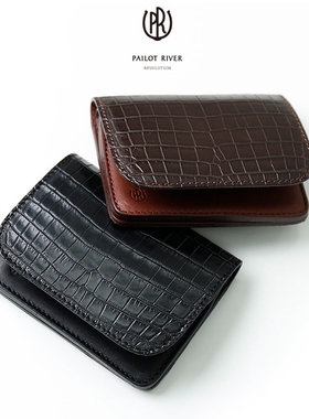 官方代理日本REDMOON PR-KUJIRA-LCCD 鳄鱼皮牛皮卡包短款钱包