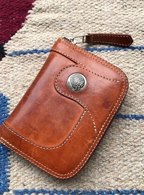 官方代理日本REDMOON红月PR-LPHT-Z牛皮短款6卡位拉链钱包财布