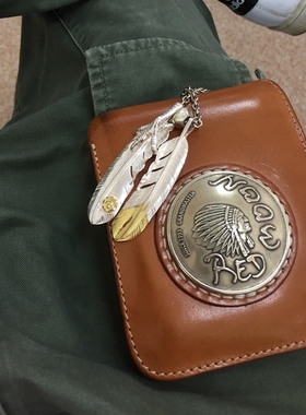 官方代理日本REDMOON红月PR-2000M-GM牛皮复古男士短款财布钱包