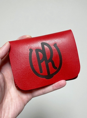官方代理日本REDMOON红月PR-KUJIRA-LC2限定红色牛皮卡包短款钱包