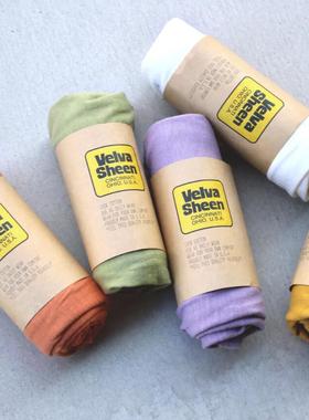 包邮86年老牌美产Velva Sheen复古休闲筒织竹节棉圆领全棉T恤男女