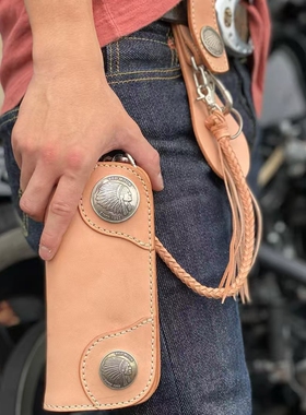 官方代理日本REDMOON红月S-NB02真皮牛皮男士长款双扣钱包财布