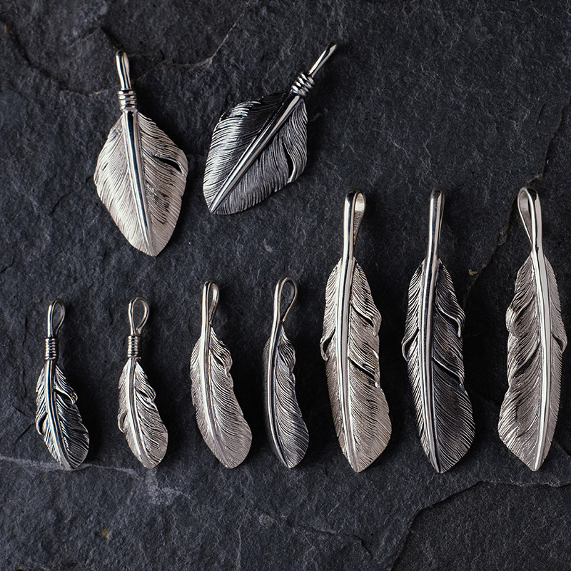 官方代理日本Horizon Blue手工925复古纯银小羽毛项坠吊坠男女