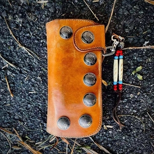 官方代理日本REDMOON红月OB-02A真皮牛皮七星男士长款钱包财布