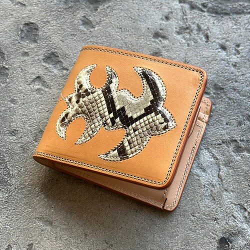 KC,s蛇皮牛皮复古短款钱包财布