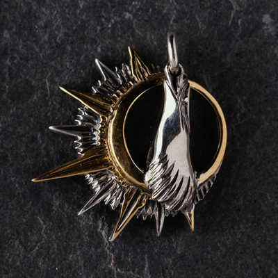 官方代理日本Horizon Blue手工银饰太阳放射鹰头吊坠项坠