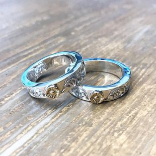 官方代理日本ARIZONA FREEDOM银饰18k点金6.5mm唐草戒指NO.29