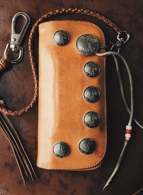 官方代理日本REDMOON红月OB-02AIH牛皮美式阿美咔叽长款钱包七星