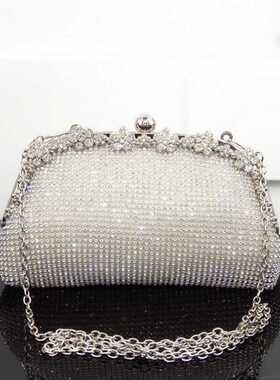 New Diamonds Chain Evening Bag Silver Wedding Bags For Bride