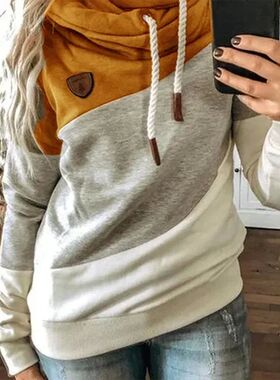 2024 New UZZDSS Women Patchwork Hooded Sweatshirt Leopard Pr