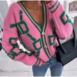 Autumn Winter Women Cardigan Knitted Sweater Jacket Warm Emb
