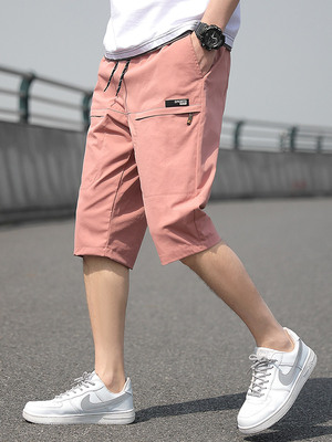 Plus Size Summer Capris Pants Men Breathable Cool Calf-Lengt