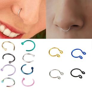 2pcs U Shaped Fake Nose Ring Hoop Septum Rings Stainless Ste