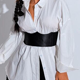 Fashion Corset Black Wide Belts For Women Pu Leather Slimmin