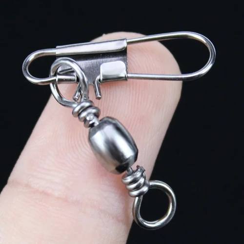 50Pcs/Bag Stainless steel swivels Fishing Connector Pin Bear