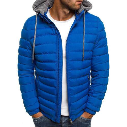 Men Winter Parkas Fashion Solid Hooded Cotton Coat Jacket Ca
