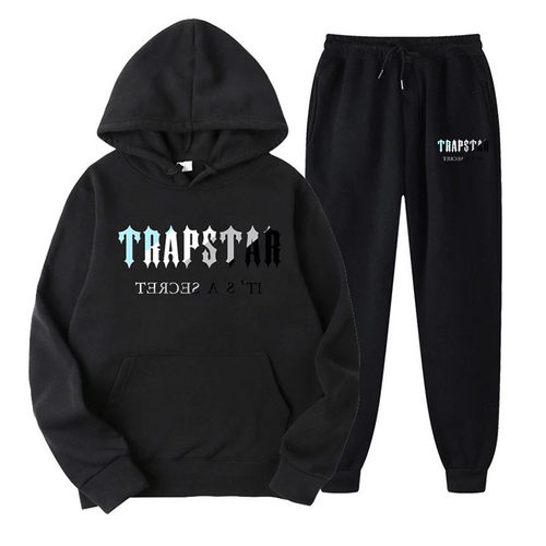 New Brand Printed Sportswear Men  Warm Two Pieces Set Loose