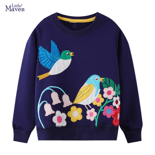 Little maven Girls 2023 New Sweatshirts Animal Birds with Fl