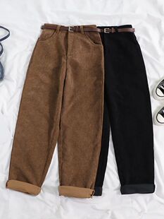 JMPRS Women Spring Corduroy Pants High Waist Autumn Vintage