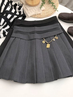 Yitimokyr Grey Pleated Skirts for Women Vintage  Y2k Skirt H