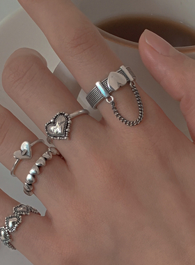 Kore Punk a?k kalp yüzük seti 5 adet ki?ilik miza? zirkon