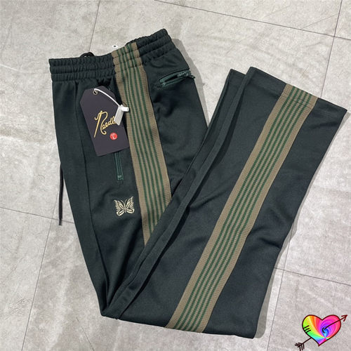 Blackish Green AWGE Needles Pants Men Women 1:1 Quality Embr