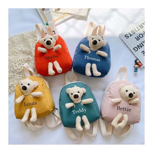 Personalised Children's Bear Backpack Custom Any Name Plush