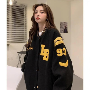 Deeptown Baseball Jacket Women Vintage Korean Fashion Setwea