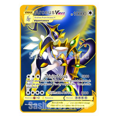 Pokemon Cards Metal 10000Point Arceus Vmax  DIY Card Pikachu
