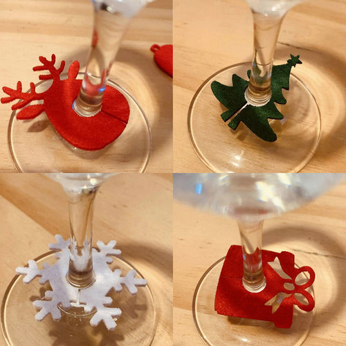 10pcs Felt Wine Cup Glass Ring Card Christmas Home Decoratio