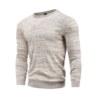 New Cotton Pullover O-neck Men's Sweater Fashion Solid Colo