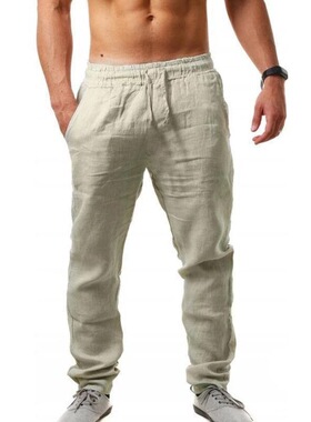 Men's Cotton Linen Pants 2022 New Male Autumn New Breathable